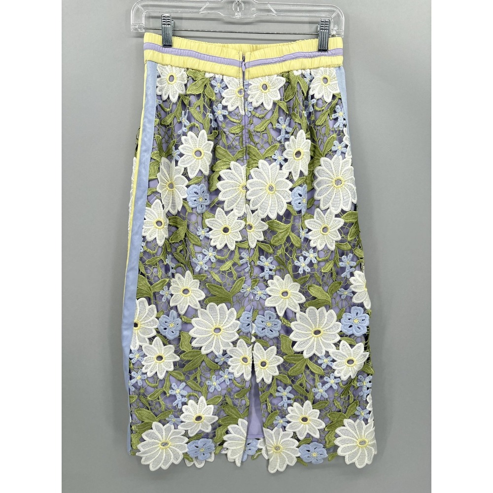 Current Air Skirt Womens Small Multicolor Floral Lace Embroidered Midi Lined - Picture 6 of 11